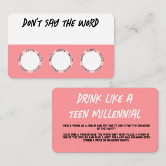 Roze Drink Game Kaarten Visitekaartje