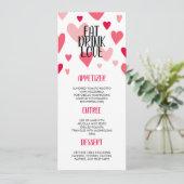 Roze Drink Love Valentijnsdag Dinner Party Menu (Staand voorkant)
