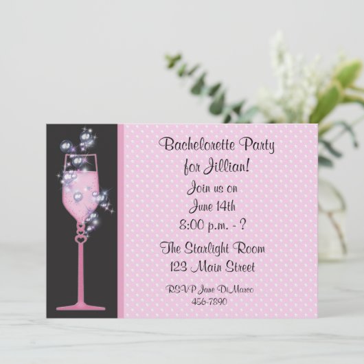 Roze Drink Partij Uitnodiging (Staand voorkant)