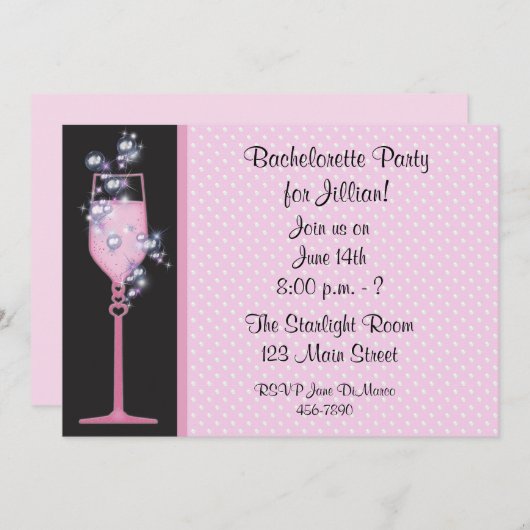 Roze Drink Partij Uitnodiging (Voorkant / Achterkant)