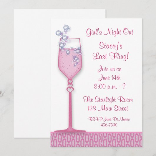 Roze Drink Partij Uitnodiging (Voorkant / Achterkant)