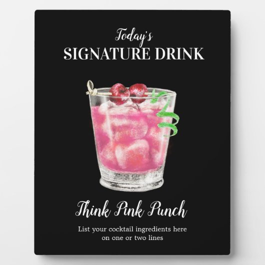 Roze drink ・ PERSONALIZE deze Drink Plaque Fotoplaat (Voorkant)
