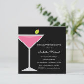 Roze Drink | Uitnodiging voor vrijgezellenfeest (Staand voorkant)