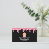 Roze drip cupcake gebak visitekaartje (Staand voorkant)