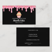 Roze drip cupcake gebak visitekaartje (Voorkant / Achterkant)