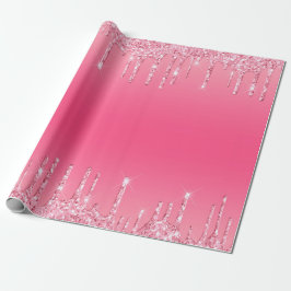 Roze Drip Glitter Meisjesachtig Trendy Chic Modern Cadeaupapier