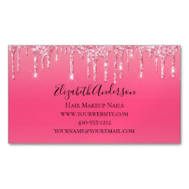 Roze Drip Glitter Meisjesachtig Trendy Chic Modern Magnetisch Visitekaartje