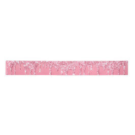 Roze Drip Glitter Meisjesachtig Trendy Chic Modern Satijnen Lint