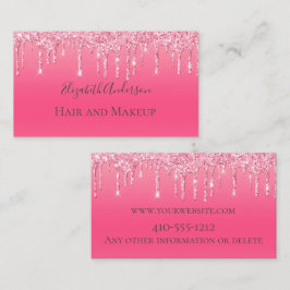 Roze Drip Glitter Meisjesachtig Trendy Chic Modern Visitekaartje