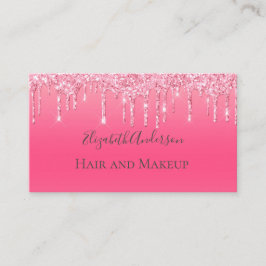 Roze Drip Glitter Meisjesachtig Trendy Chic Modern Visitekaartje
