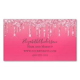 Roze Drip Glitter Meisjesachtige Trendy Chic Moder Magnetisch Visitekaartje