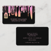 Roze Drip Keukengereedschap Glitter Faux Visitekaartje (Voorkant / Achterkant)