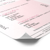 Roze Drip Menu Bakkerij prijslijst Poster (Hoek)