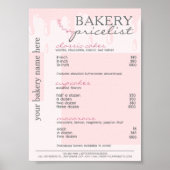 Roze Drip Menu Bakkerij prijslijst Poster (Voorkant)