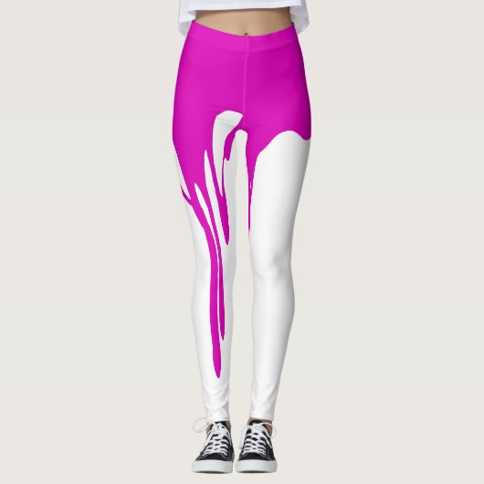 Roze Dripping Paint Leggings (Voorkant)