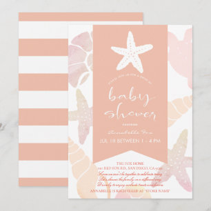 Roze drive-by Baby shower voor Starfish & Seashell Kaart