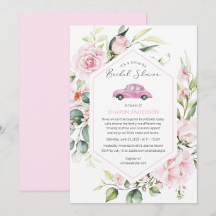 Roze drive door Baby shower Floral drive through I Kaart