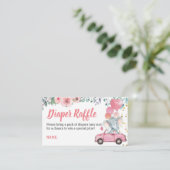 Roze drive van Baby shower Diaper Raffle Ticket Informatiekaartje (Staand voorkant)