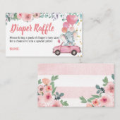 Roze drive van Baby shower Diaper Raffle Ticket Informatiekaartje (Voorkant / Achterkant)