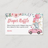 Roze drive van Baby shower Diaper Raffle Ticket Informatiekaartje (Voorkant)