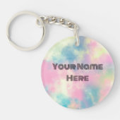 Roze droams Girly Cotton Snoep Gepersonaliseerd Sleutelhanger (Voorkant)