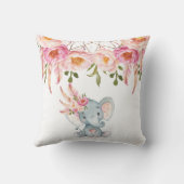 Roze drocatcher Elephant Baby Girl Nursery Decor Kussen (Achterkant)