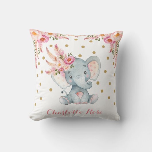 Roze drocatcher Elephant Baby Girl Nursery Decor Kussen (Voorkant)