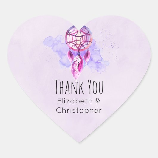 Roze dromcatcher Paarse pijn Splatter Dank je wel Hart Sticker (Voorkant)