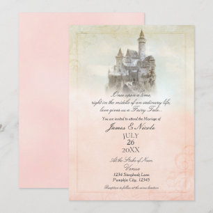 Roze Dromerig Sprookjesboek Kasteelhochzeit Kaart