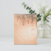 Roze Dromerige Rustieke Bos Sla de Datum Aankondigingskaart (Staand voorkant)