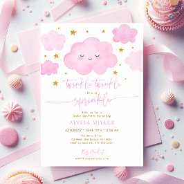 Roze Dromerige Twinkle Star Cloud Baby Sprinkle Kaart