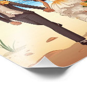 Roze dromerige zee romantische bruiloft foto afdruk (Hoek)