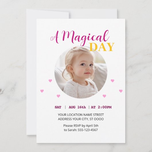 Roze droom eenhoorn partij kaart (Achterkant)