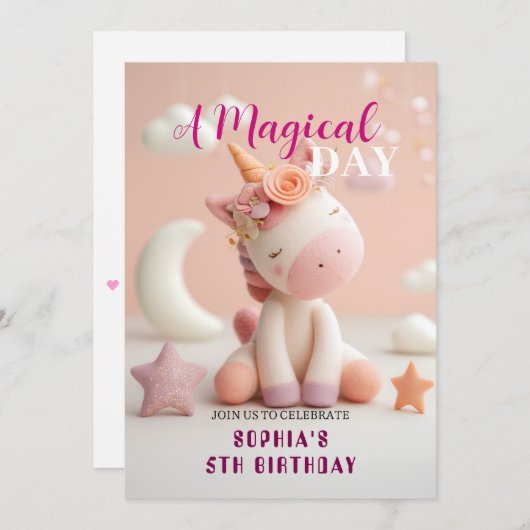 Roze droom eenhoorn partij kaart (Voorkant / Achterkant)