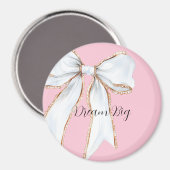 Roze droom grote witte strik magneet (Voorkant / Achterkant)