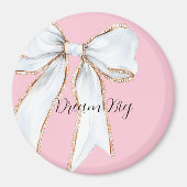 Roze droom grote witte strik magneet (Voorkant)
