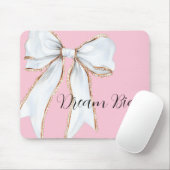 Roze droom grote witte strik muismat (Met muis)