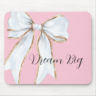 Roze droom grote witte strik muismat