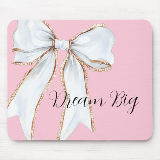 Roze droom grote witte strik muismat (Voorkant)