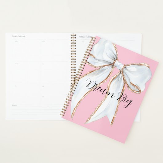 Roze droom grote witte strik planner (Display)