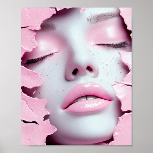Roze Droom Meisje Abstract Portret Poster (Voorkant)