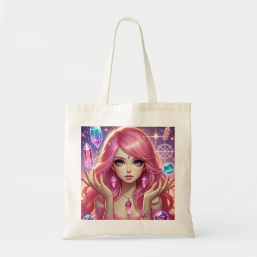 Roze droom Verlichting Crystal Dagelijkse Canvas t Tote Bag (Voorkant)