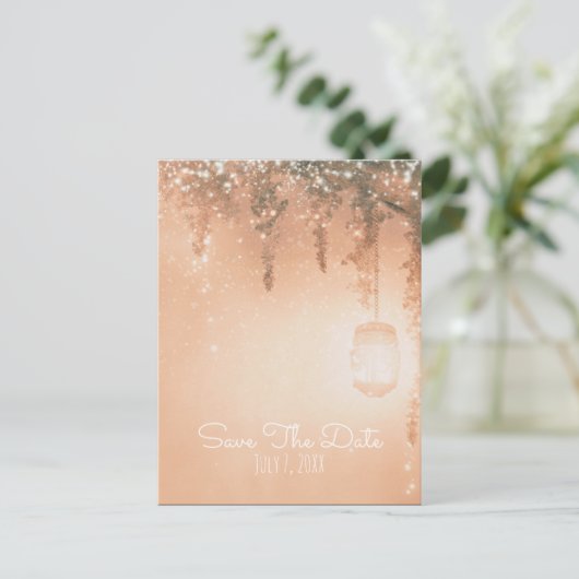 Roze droombijtend bos sparen de Datum Aankondigingskaart (Staand voorkant)