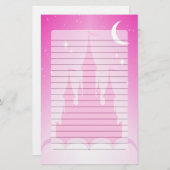 Roze droomkasteel in de wolkenkraam briefpapier (Voorkant / Achterkant)