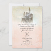 Roze droomkleding Fairy Tale Storybook Castle Wedd Kaart (Voorkant)