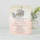 Roze droomkleding Fairy Tale Storybook Castle Wedd Kaart (Staand voorkant)