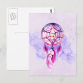 Roze droomvanger op Paarse Waterverf Briefkaart (Voorkant / Achterkant)