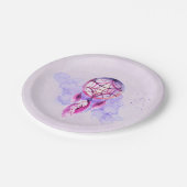 Roze droomvanger op Paarse Waterverf Papieren Bordje (Gekanteld)