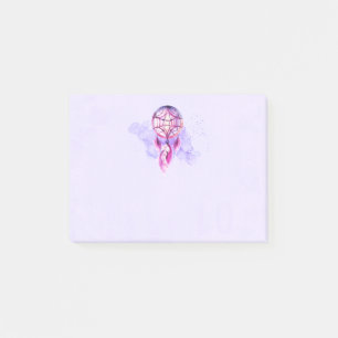 Roze droomvanger op Paarse Waterverf Post-it® Notes