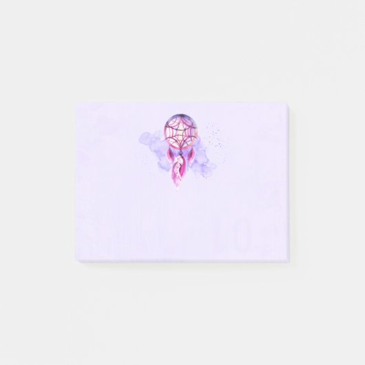 Roze droomvanger op Paarse Waterverf Post-it® Notes (Voorkant)